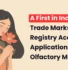 India registers first smell trademark, India first smell trademark registration, India olfactory trademark tyres.