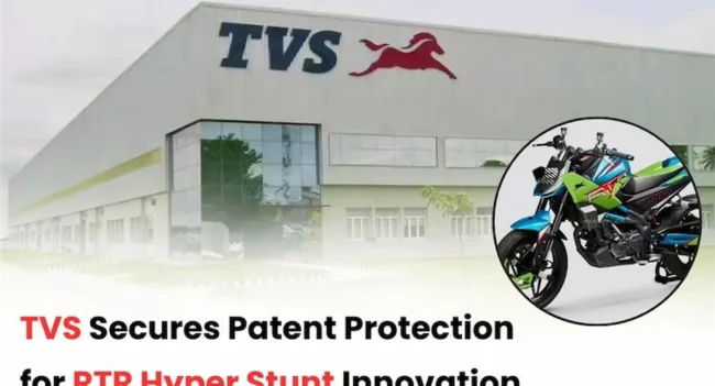 TVS Apache RTR Hyprstunt, TVS Apache Patent, TVS Apache IP news