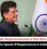 Piyush Goyal IP fee waiver, Sports IP Registration India, Piyush Goyal IP Registration Fees, Updated Sports IP Registration Fees