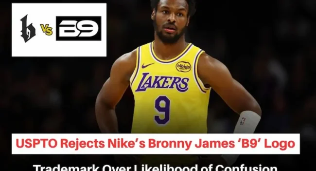 Bronny James Trademark Rejected, Bronny James trademark Application, Bronny James trademark news, Bronny James B9 Trademark, Nike B9 Trademark